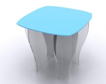 TABLE TRANSPARENTE + PLATEAU COULEUR