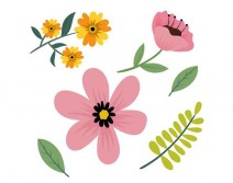 Sticker fleurs et feuilles FDM27