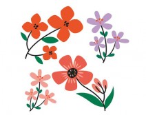 Sticker fleurs et feuilles FDM28